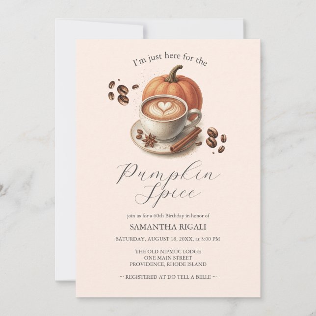 Cartes d'invitation pour les 60 ans au café épicé  (Devant)