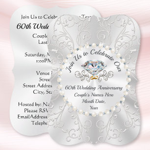 Cartes d'invitation pour les 60 ans de mariage