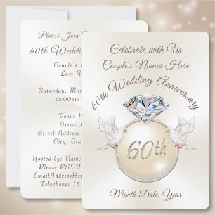 Cartes d'invitation pour les 60 ans de mariage (No