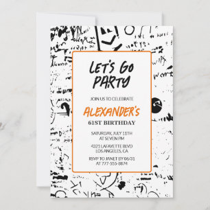 Cartes d'invitation pour les 61 ans Hommes Graffit