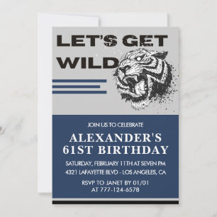 Cartes d'invitation pour les 61 ans Hommes Tigre D