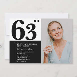 Cartes d'invitation pour les 63 ans avec photo en 