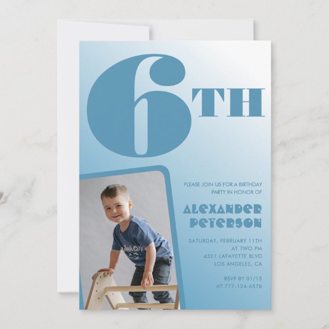 Cartes d'invitation pour les 6 ans de garçon Photo (Devant)