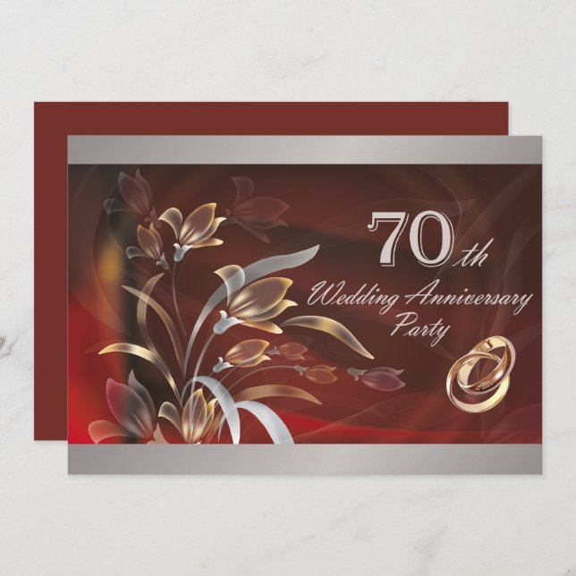 Cartes d'invitation pour les 70 ans de mariage (Devant / Derrière)