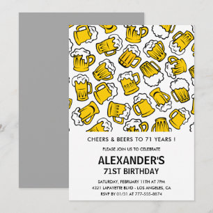 Cartes d'invitation pour les 71 ans Hommes Cheers 