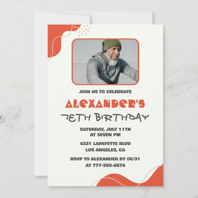 Cartes d'invitation pour les 78 ans d'hommes moder (Devant)