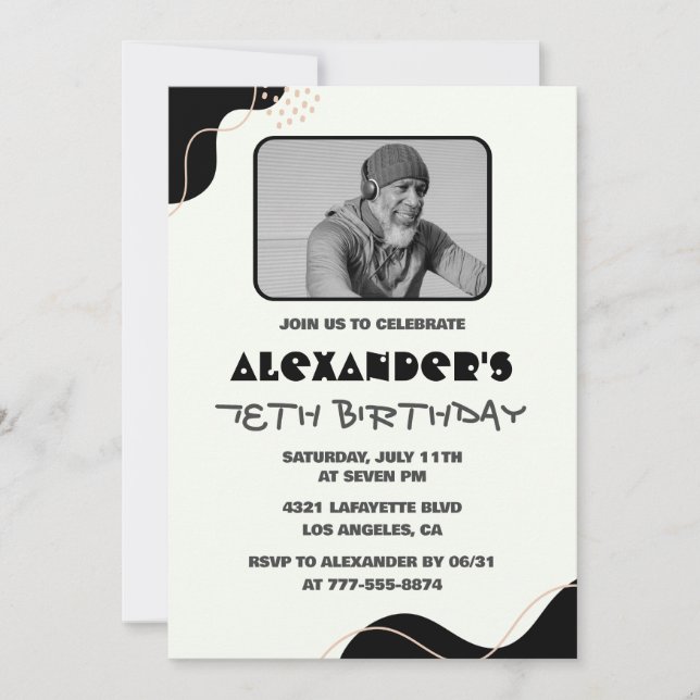 Cartes d'invitation pour les 78 ans d'hommes noirs (Devant)