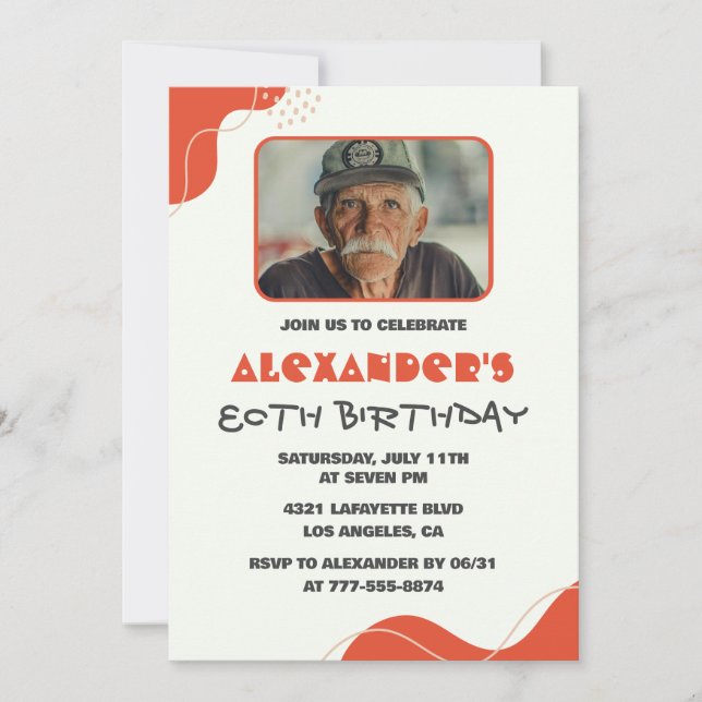 Cartes d'invitation pour les 80 ans d'un homme Mod (Devant)