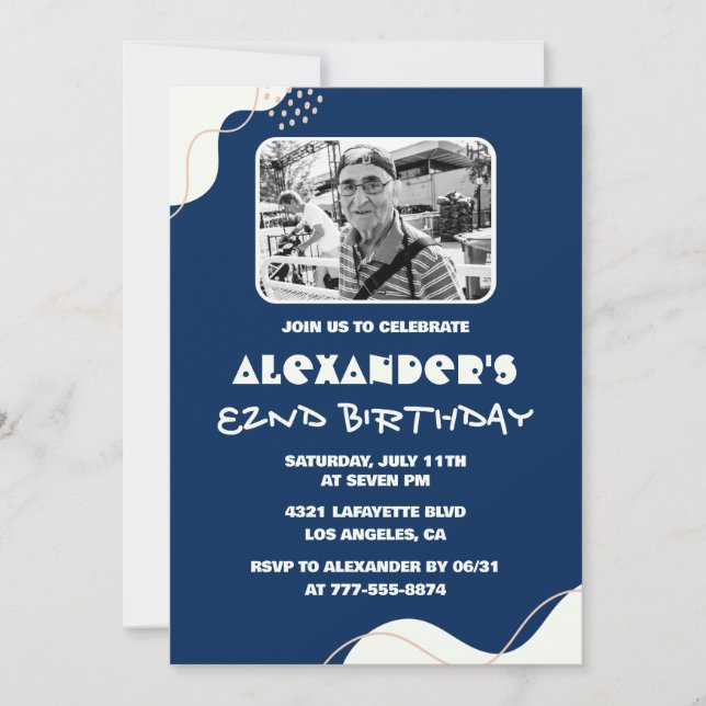 Cartes d'invitation pour les 82 ans avec photo d'h (Devant)