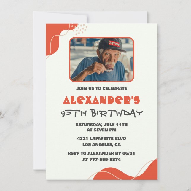 Cartes d'invitation pour les 95 ans des hommes Mod (Devant)