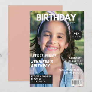 Cartes d'invitation pour les 9 ans fille couvertur