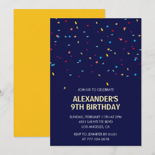 Cartes d'invitation pour les 9 ans garçon Confetti