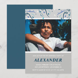 Cartes d'invitation pour les 9 ans garçons Confett