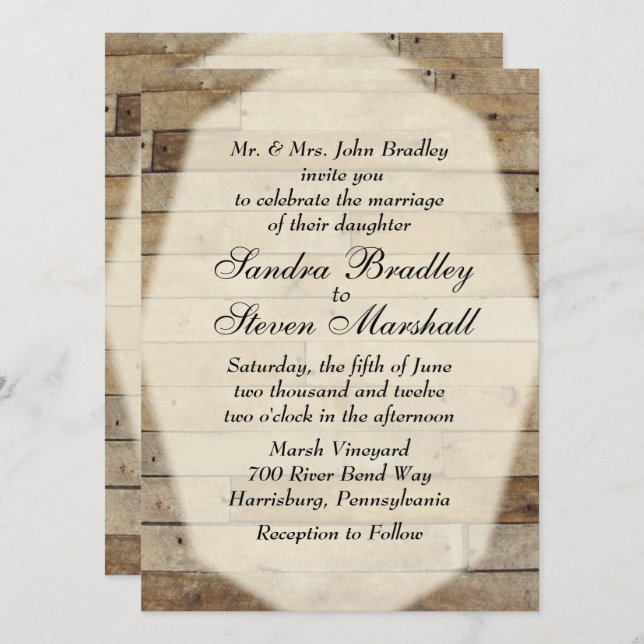 Cartes d'invitation pour mariage champêtre (Devant / Derrière)