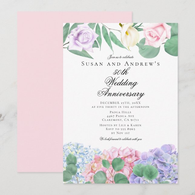 Cartes d'invitation pour noces de mariage aux hort (Devant / Derrière)