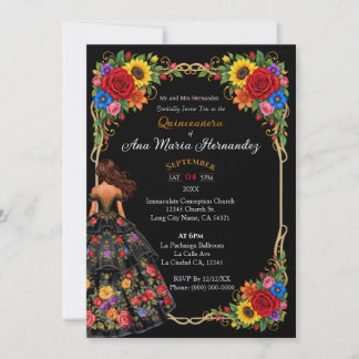Cartes d'invitation pour Quinceañera mexicaine Fle