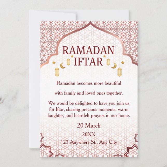 Cartes d'invitation pour Ramadan Moubarak – Iftar  (Devant)