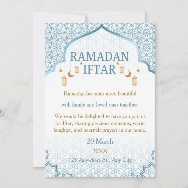 Cartes d'invitation pour Ramadan Moubarak – Iftar  (Devant)