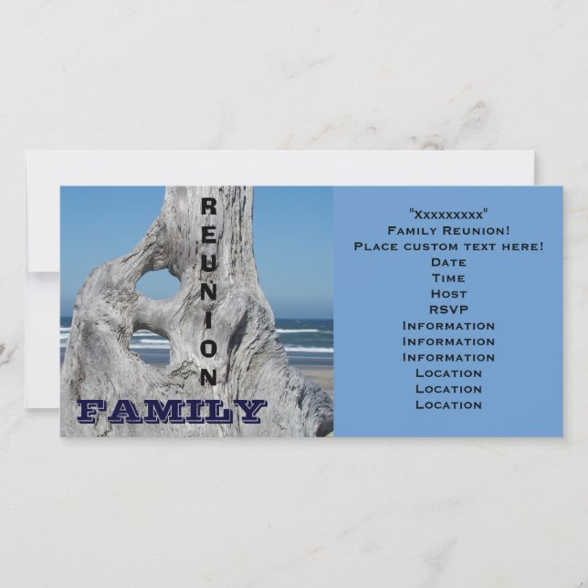 Cartes d'invitation pour réunion de famille Plage  (Devant)
