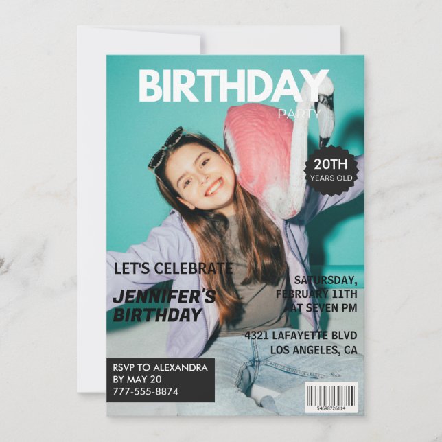 Cartes d'invitation pour ses 20 ans pour la couver (Devant)