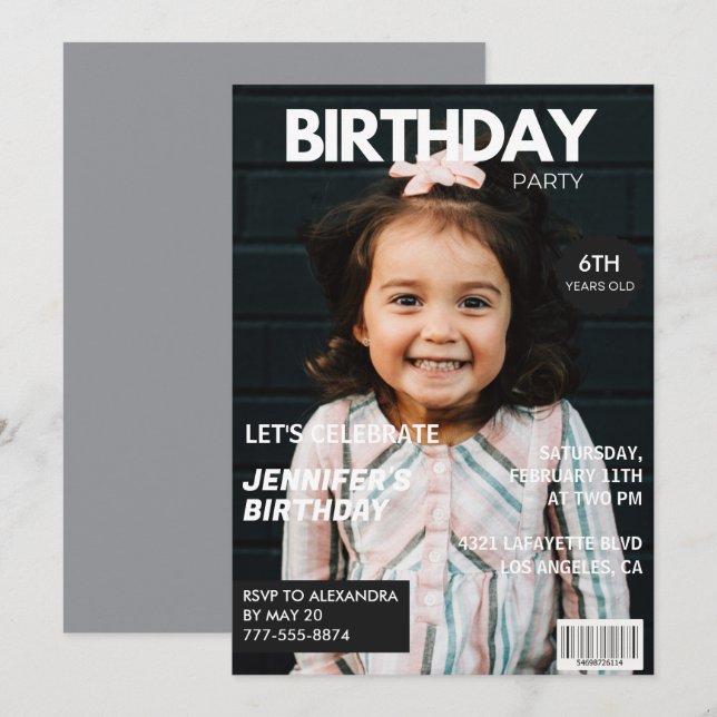 Cartes d'invitation pour ses 6 ans de couverture d (Devant / Derrière)