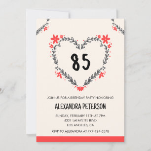 Cartes d'invitation pour ses 85 ans pour son cœur 