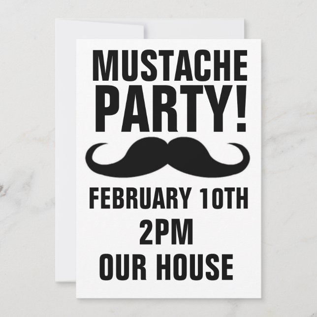 CARTES D'INVITATION POUR SOIRÉE À MOUStache (Devant)