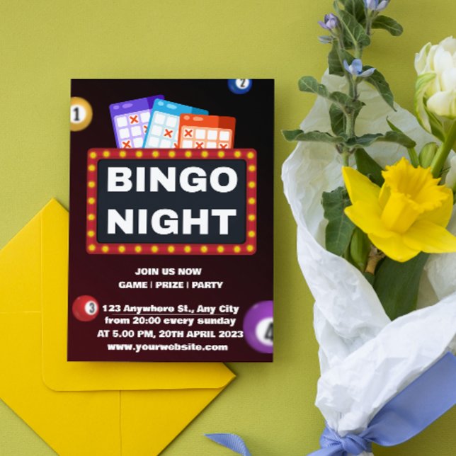 Cartes d'invitation pour soirée Bingo minimaliste  (Créateur téléchargé)