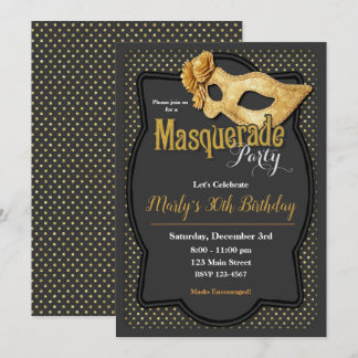 Cartes d'invitation pour soirée de bal masqué