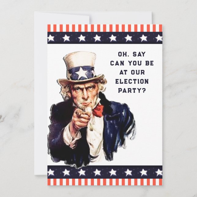 Cartes d'invitation pour soirée de nuit d'élection (Devant)