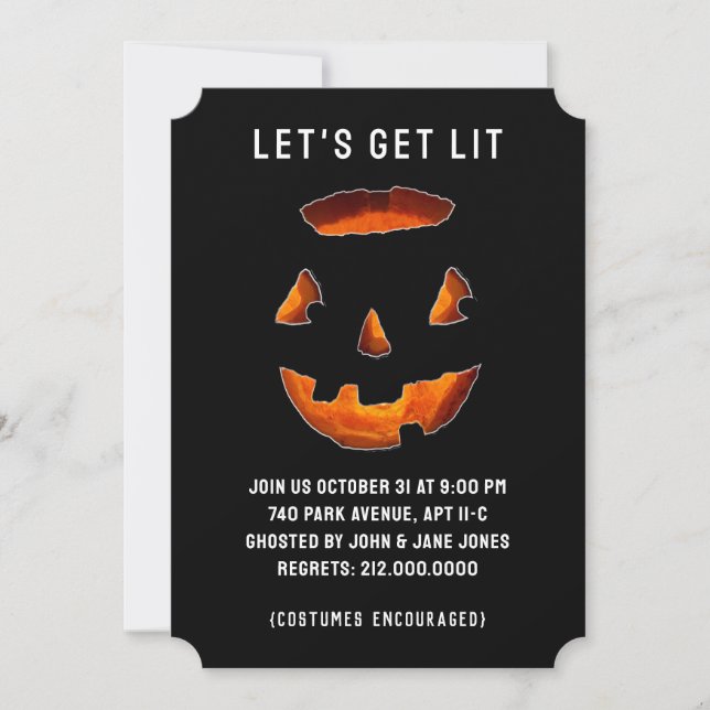 Cartes d'invitation pour soirée d'Halloween pour a (Devant)