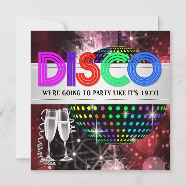 Cartes d'invitation pour soirée disco (Devant)
