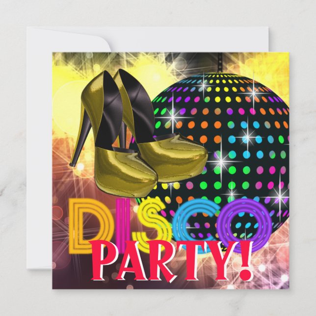 Cartes d'invitation pour soirée disco chaussures à (Devant)
