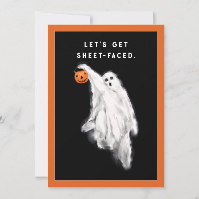Cartes d'invitation pour soirée fantôme d'Hallowee (Devant)