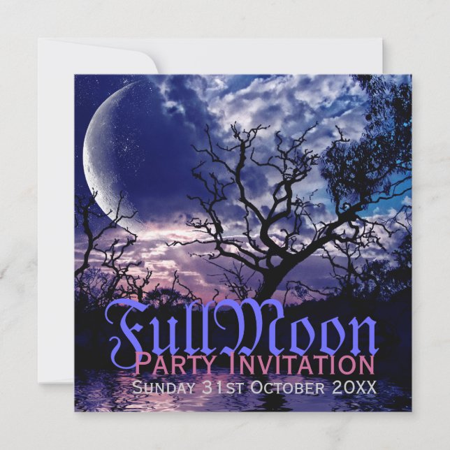 Cartes d'invitation pour soirée Halloween sous la  (Devant)