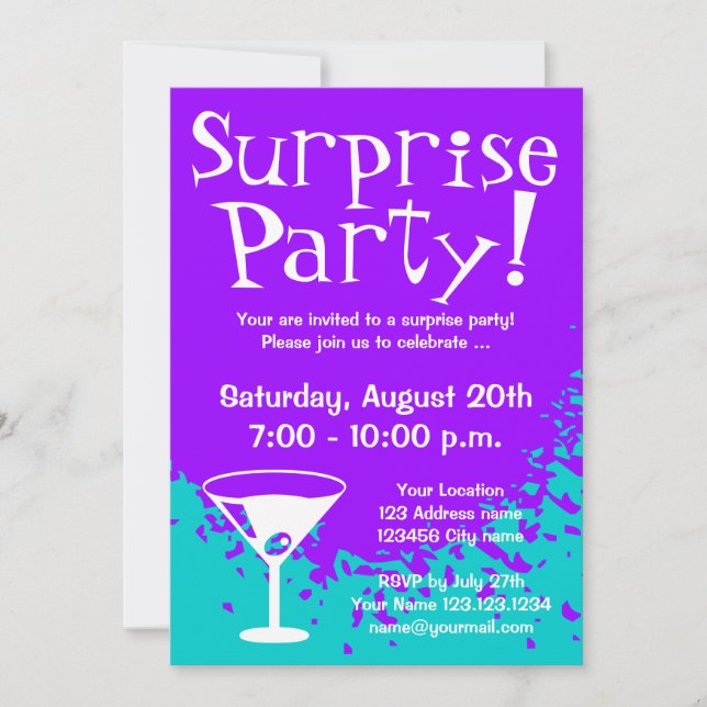 Cartes d'invitation pour soirée surprise | Invitat (Devant)