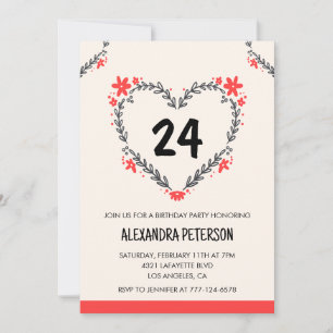 Cartes d'invitation pour son 24e anniversaire flor