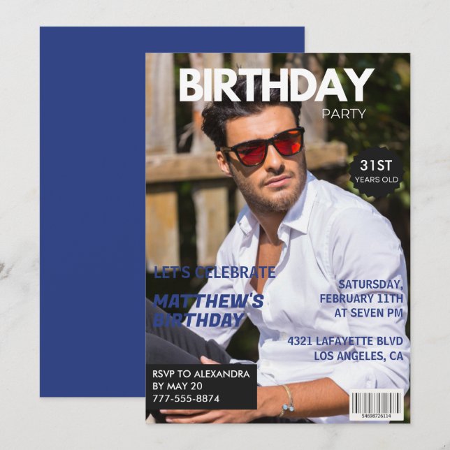 Cartes d'invitation pour son 31e anniversaire Maga (Devant / Derrière)