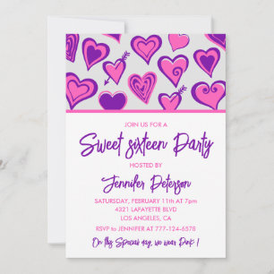 Cartes d'invitation pour sweet 16 de la Saint-Vale