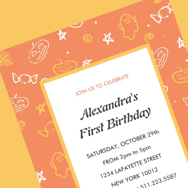 Cartes d'invitation pour un 1er anniversaire Hallo (halloween-1st-birthday-invitations-autumn-orange-1)