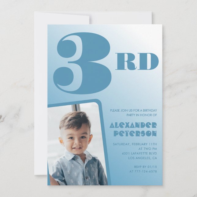 Cartes d'invitation pour un 3ème anniversaire avec (Devant)