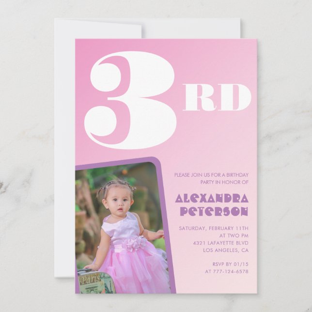 Cartes d'invitation pour un 3ème anniversaire Fill (Devant)