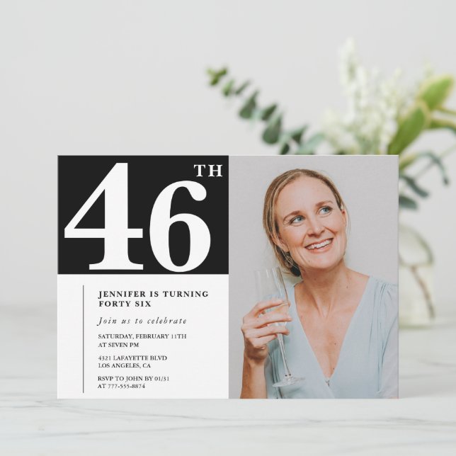 Cartes d'invitation pour un 46ème anniversaire en  (Debout devant)