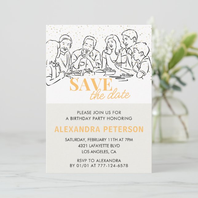 Cartes d'invitation pour un 59e anniversaire Dîner (Debout devant)