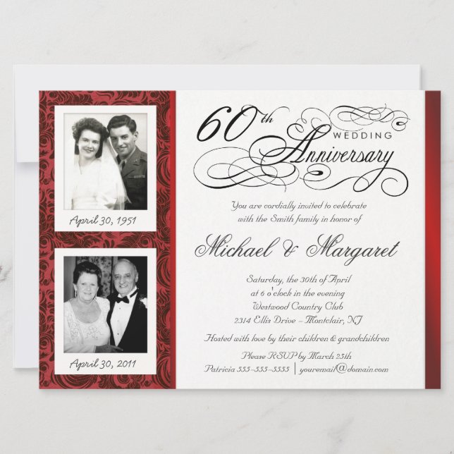 Cartes d'invitation pour un 60e anniversaire - Hie (Devant)