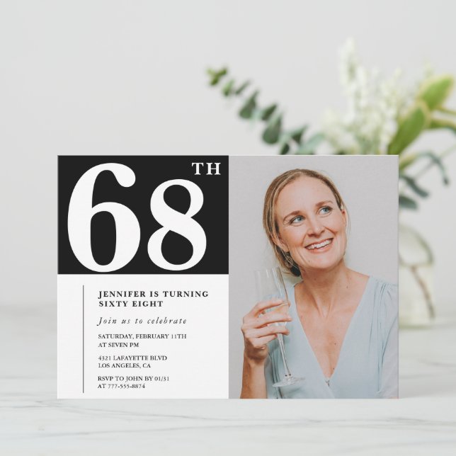 Cartes d'invitation pour un 68e anniversaire en ph (Debout devant)