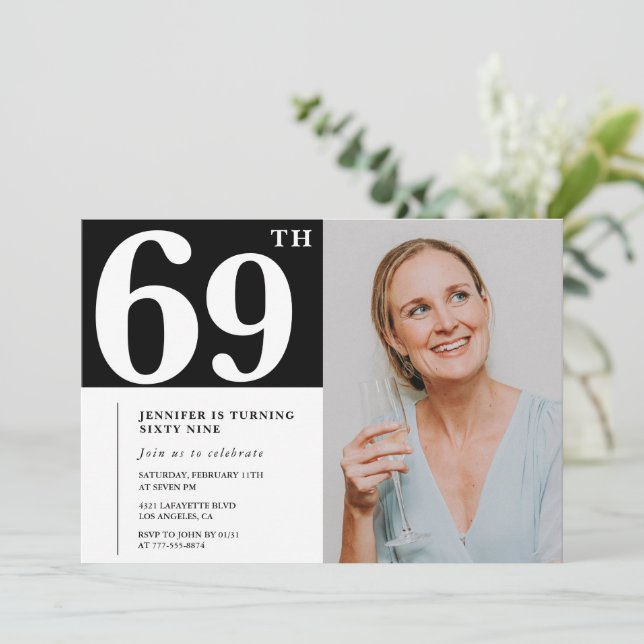Cartes d'invitation pour un 69e anniversaire en ph (Debout devant)
