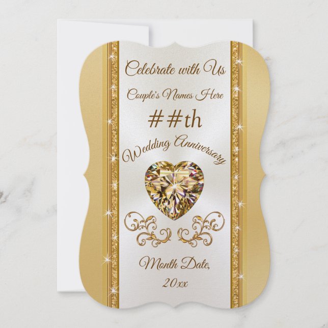 Cartes d'invitation pour un anniversaire de mariag (Devant)