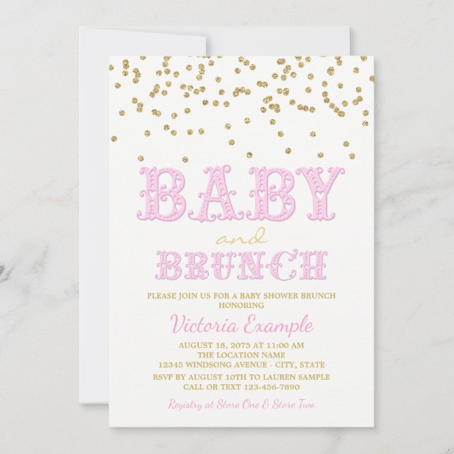 Cartes d'invitation pour un brunch de baby shower  (Devant)