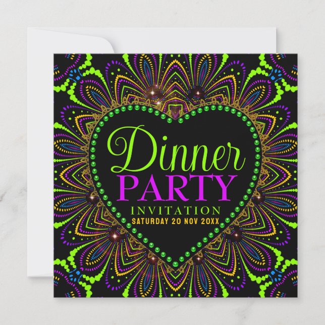 Cartes d'invitation pour un dîner de fiesta bohème (Devant)